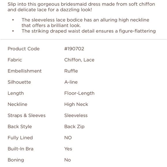 JJ’s House Bridesmaid high neck lace and chiffon dress - Picture 5 of 5